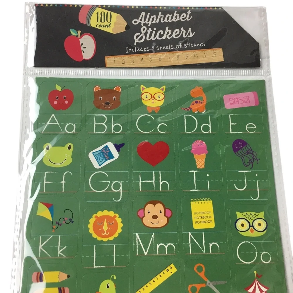 Alphabet Number Stickers 10 Sheets 360 Total Chalkboard Classroom Homeschool NEW